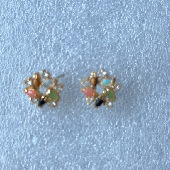 Delicate Opal, Coral, Onyx & Tiger Eye Earrings - Picture 5 of 9